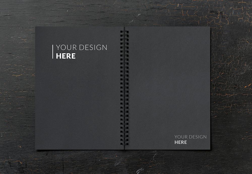 Black notebook mockup on a black | Premium PSD Mockup - rawpixel