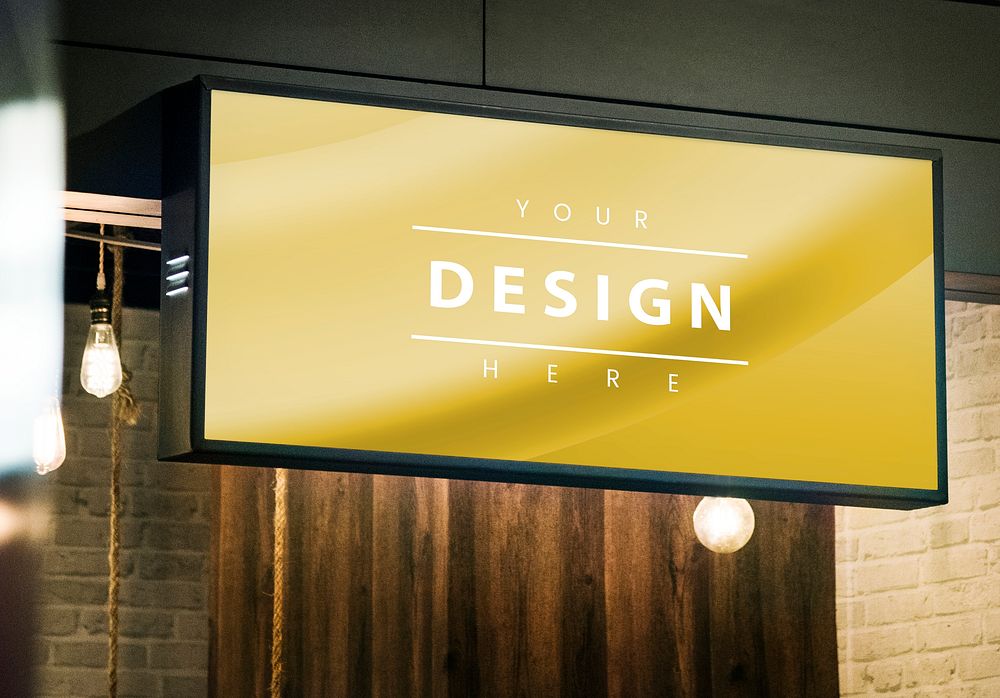 Rectangle yellow shop sign mockup | Premium PSD Mockup - rawpixel