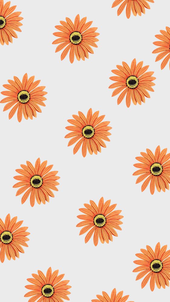 Orange gerbera patterned mobile wallpaper | Premium Photo - rawpixel