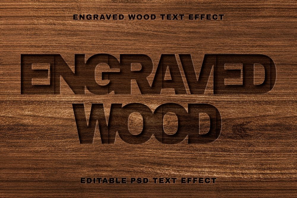 Engraved wood text effect psd | Premium PSD Add-on - rawpixel