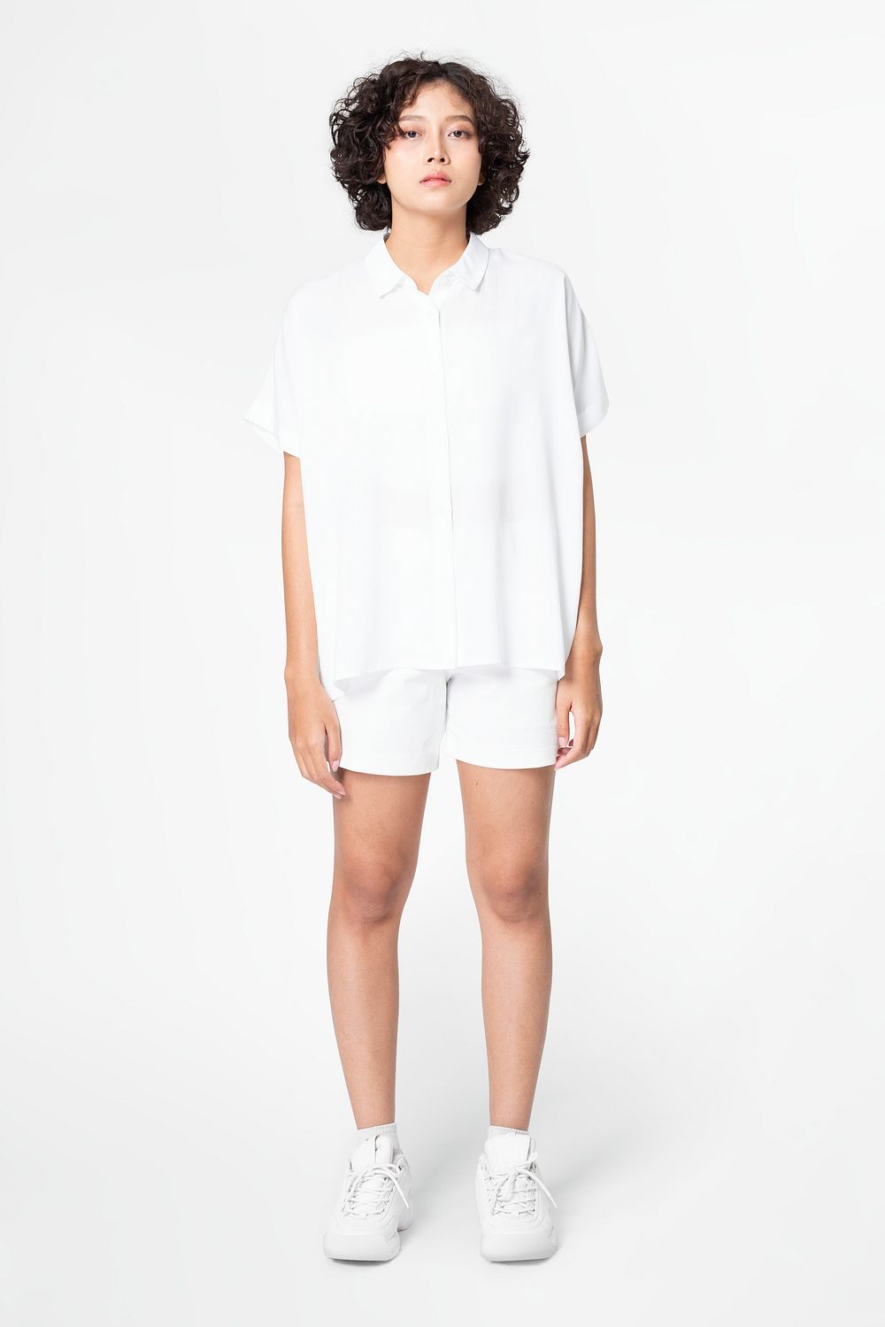 Women’s blouse mockup psd with shorts | Premium PSD Mockup - rawpixel