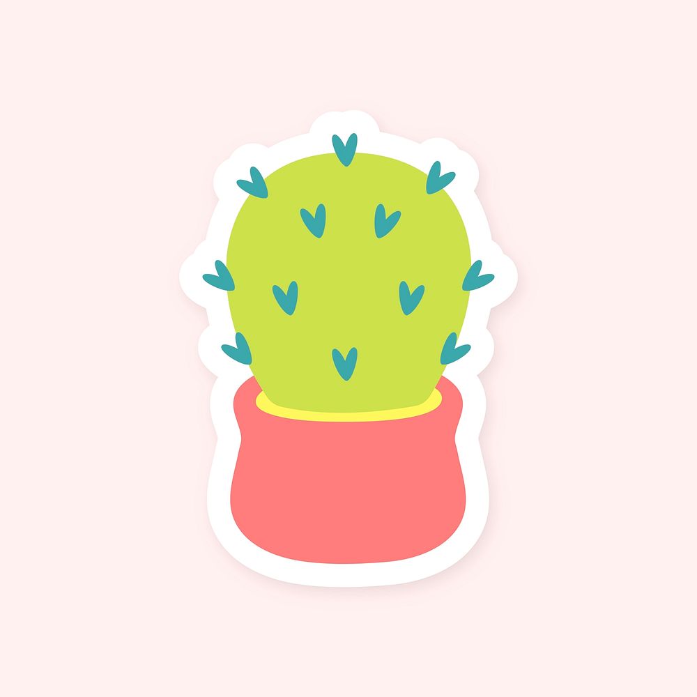 Cute Cactus In Pot Sticker Premium Psd Rawpixel 0480