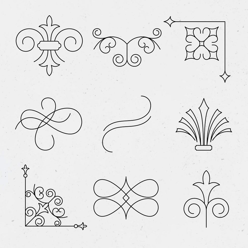 Vintage ornament vector set in black | Premium Vector - rawpixel