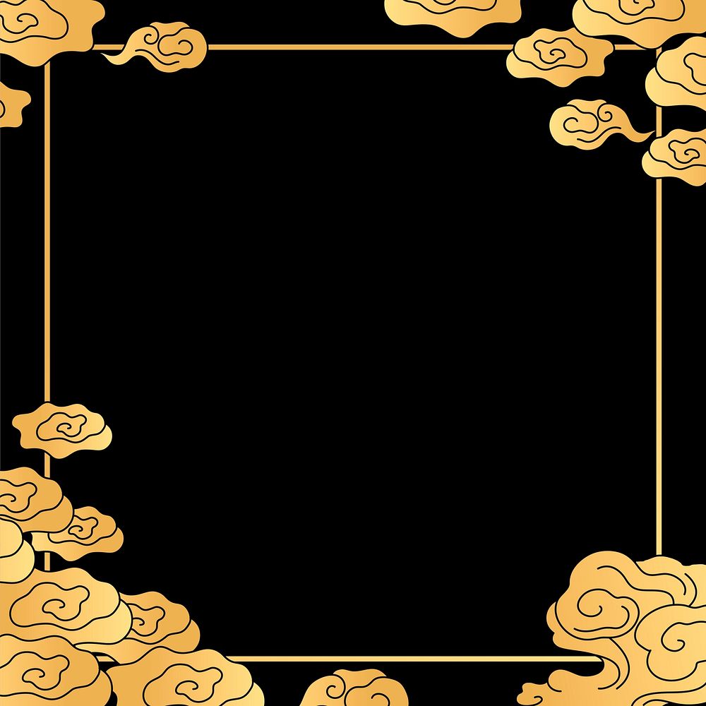 Gold oriental frame, cloud Chinese | Premium Vector - rawpixel