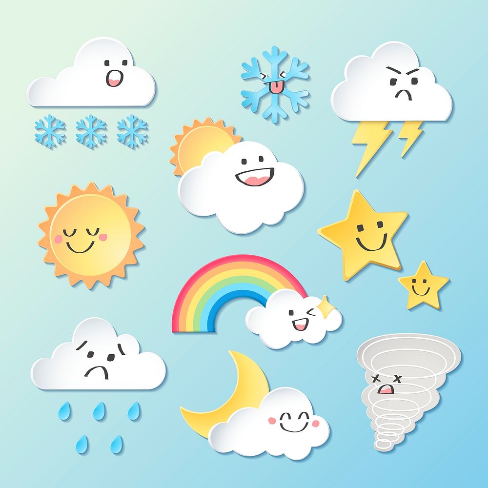 Weather element clipart psd set, | Premium PSD - rawpixel