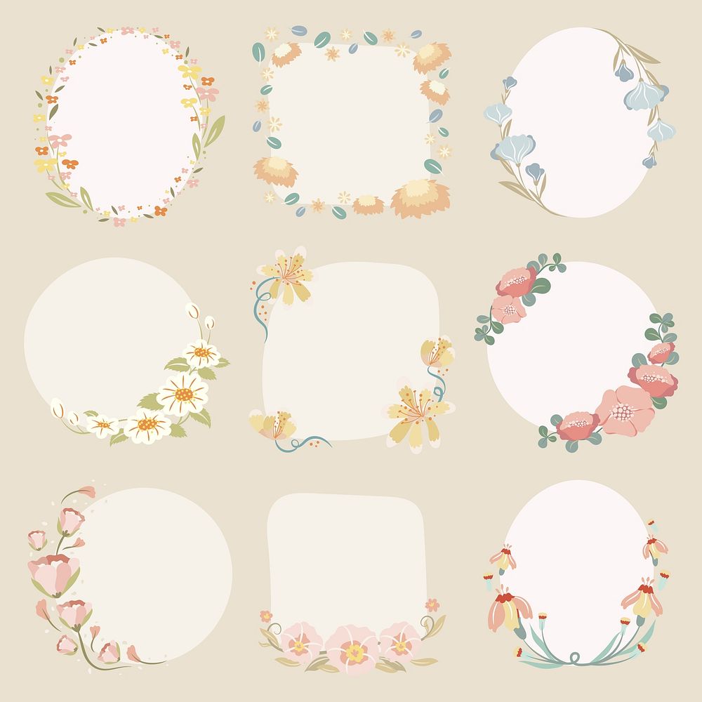 Pastel flower frame, vector, flat | Premium Vector - rawpixel