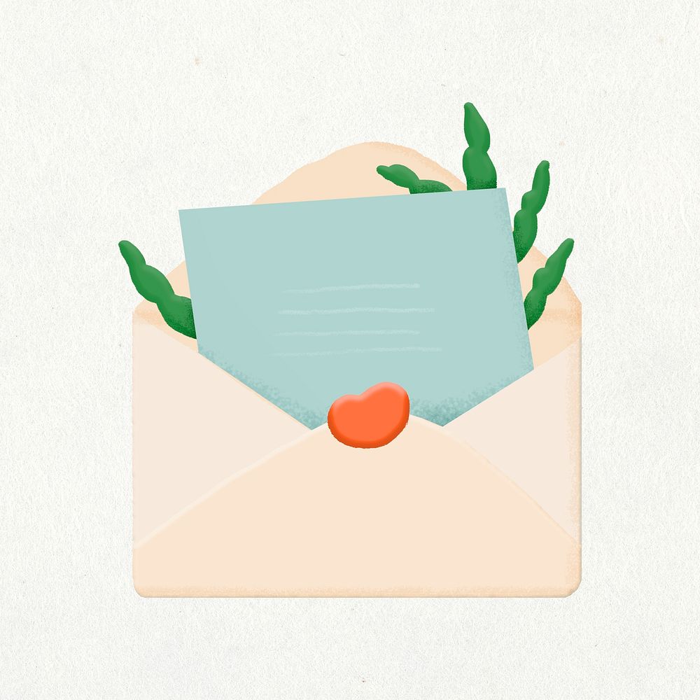 Doodle envelope collage element, cute | Premium PSD Illustration - rawpixel