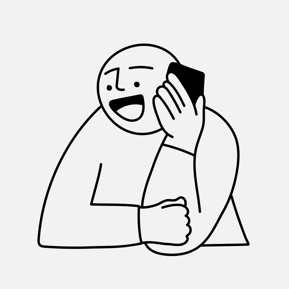 Man talking on phone clipart, Free Photo Illustration rawpixel