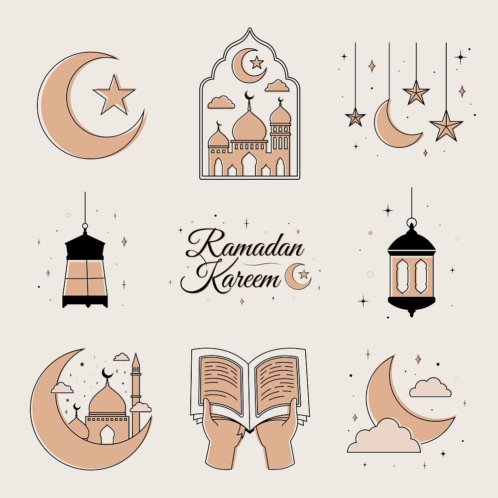 Beige Ramadan illustration, aesthetic celebration | Premium Vector