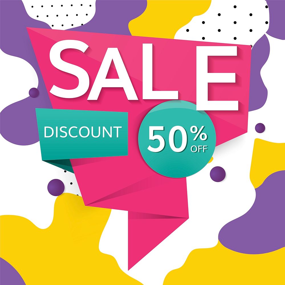 Colorful 50% off shop sale | Free Vector - rawpixel