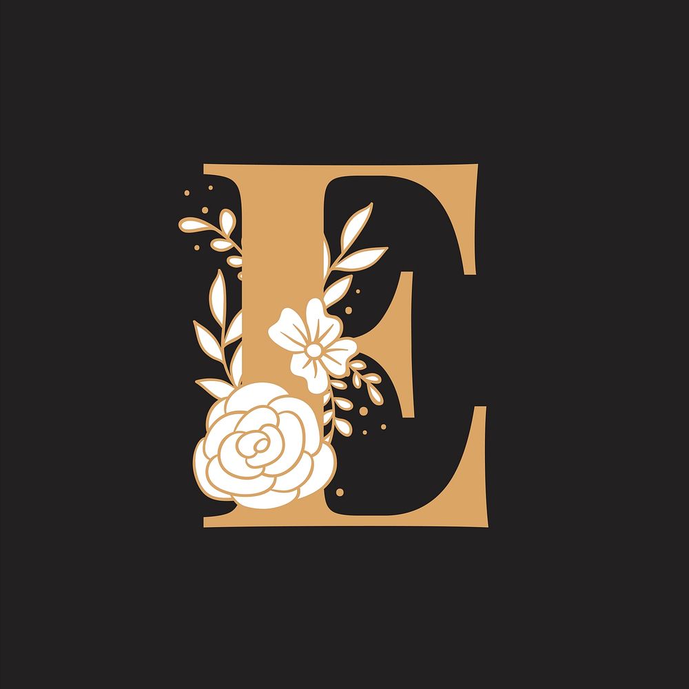 Botanical Capital Letter E Vector Free Vector Rawpixel