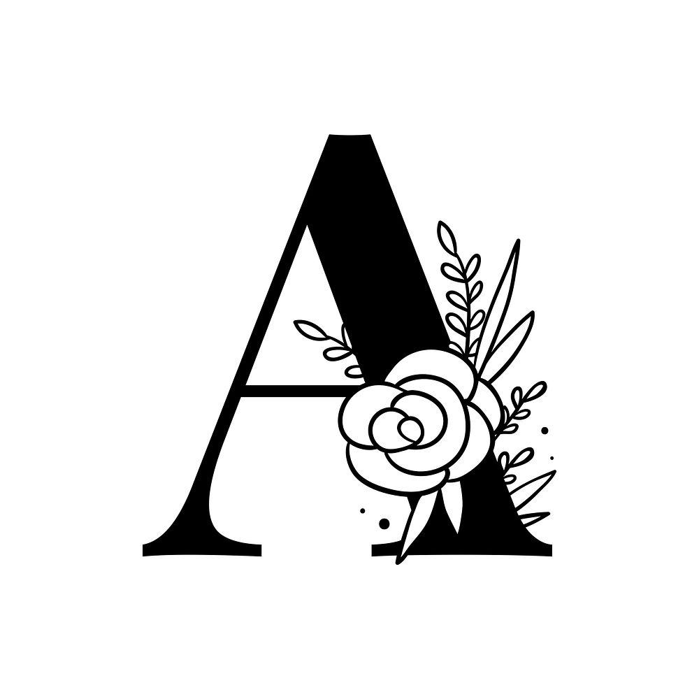 Letter A script psd floral | Free PSD - rawpixel