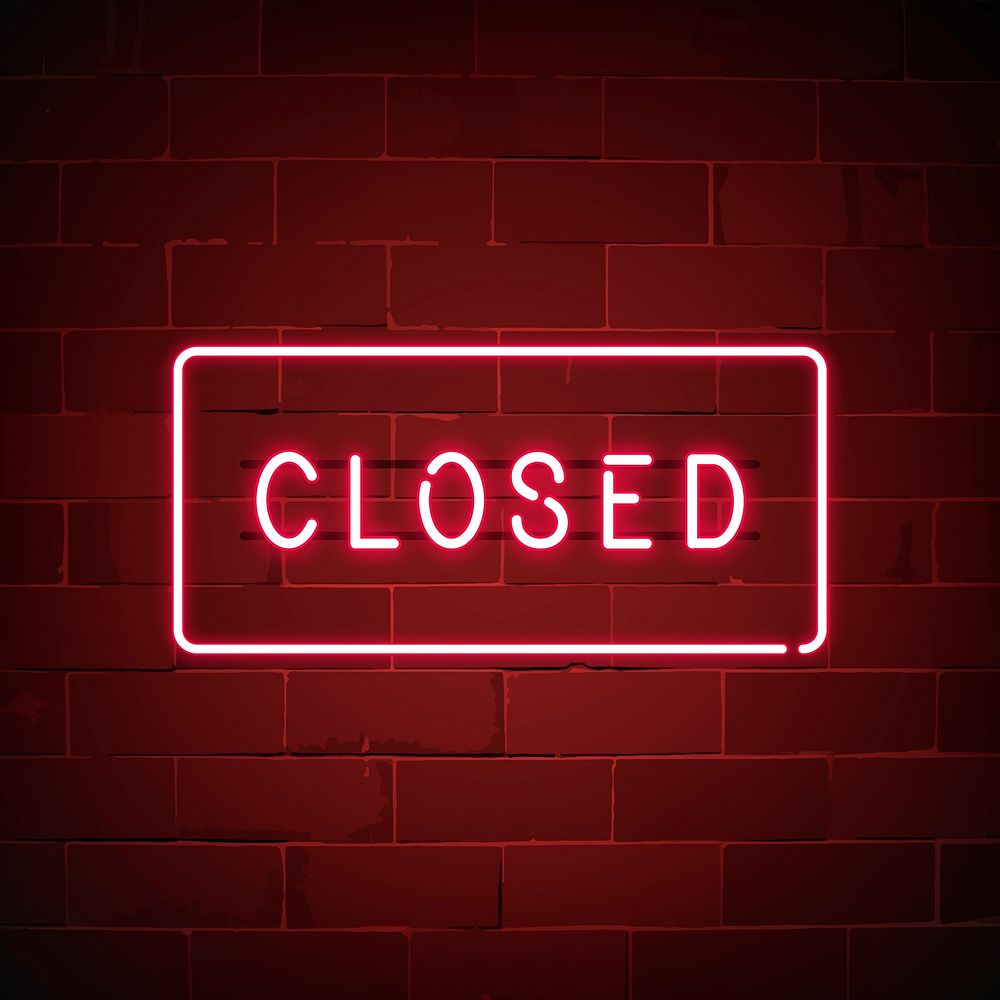 Red Closed Neon Sign Vector Premium Vector Rawpixel