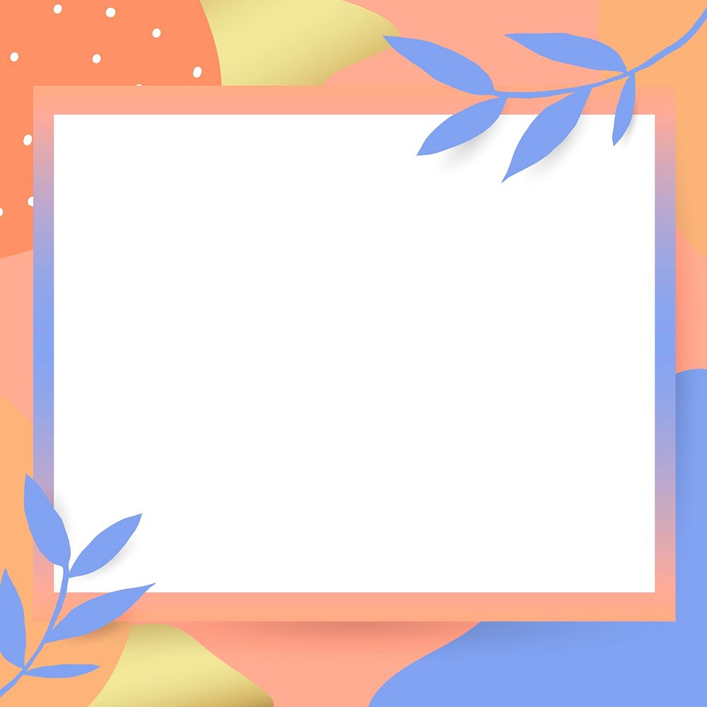 Rectangle leafy Memphis frame vector | Premium Vector - rawpixel