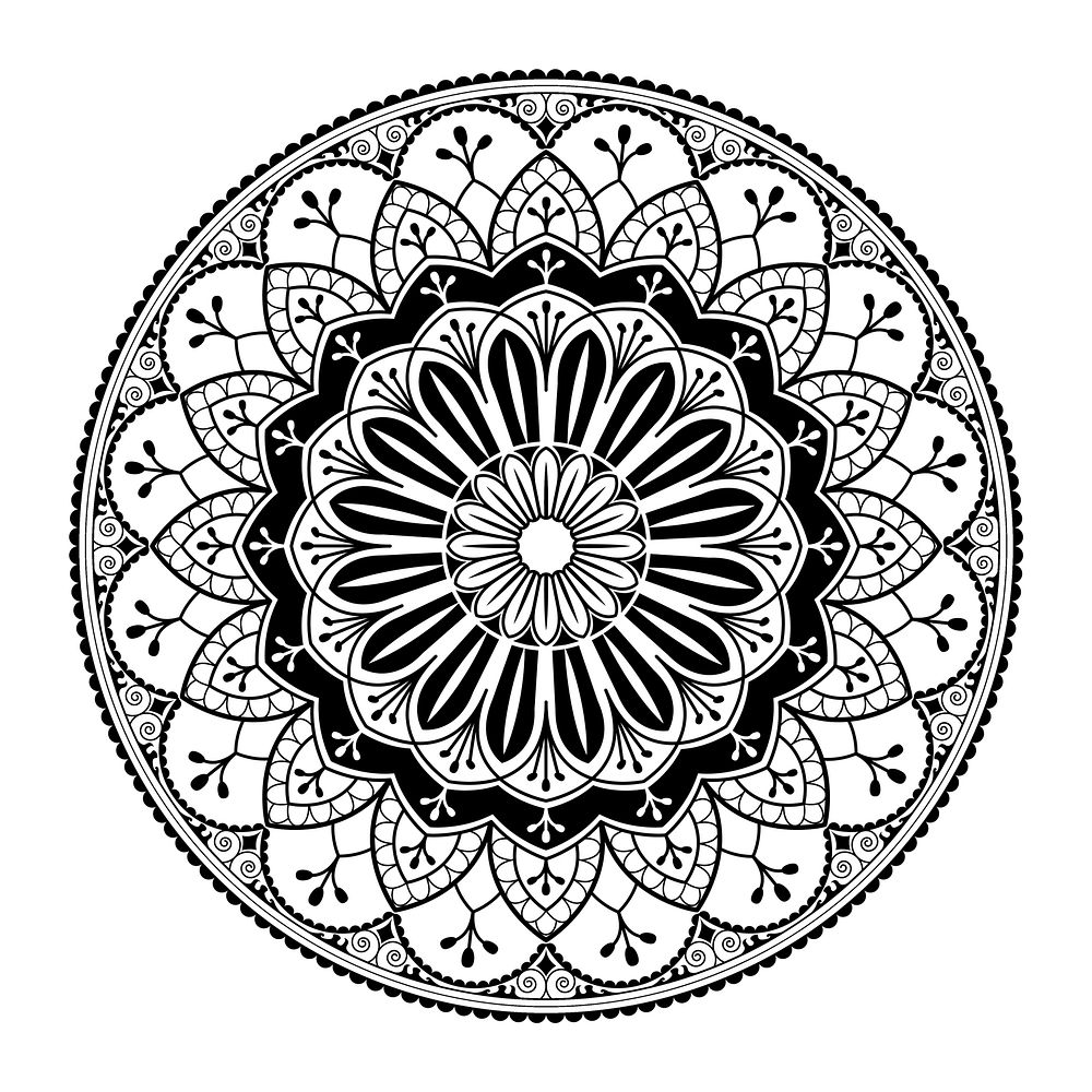 Black mandala pattern on white Free Vector rawpixel