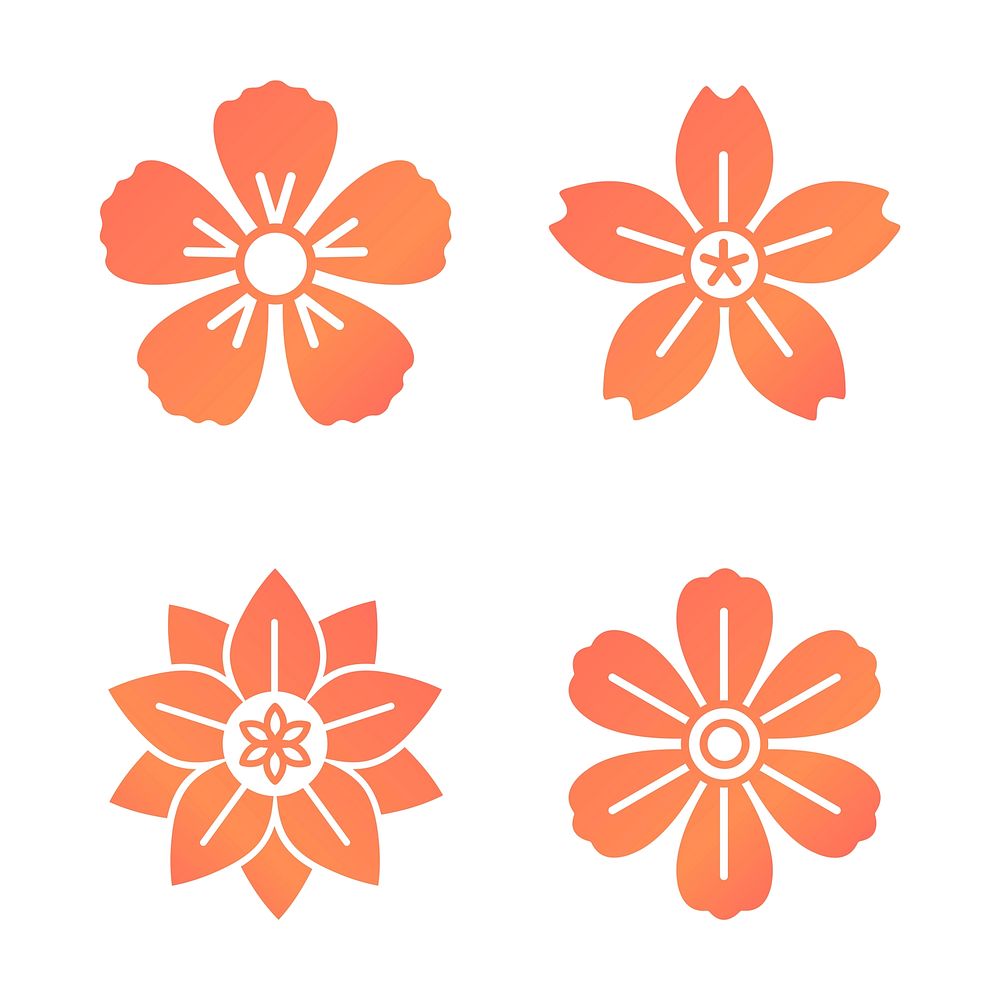 Orange flower pattern with a white Free Vector rawpixel