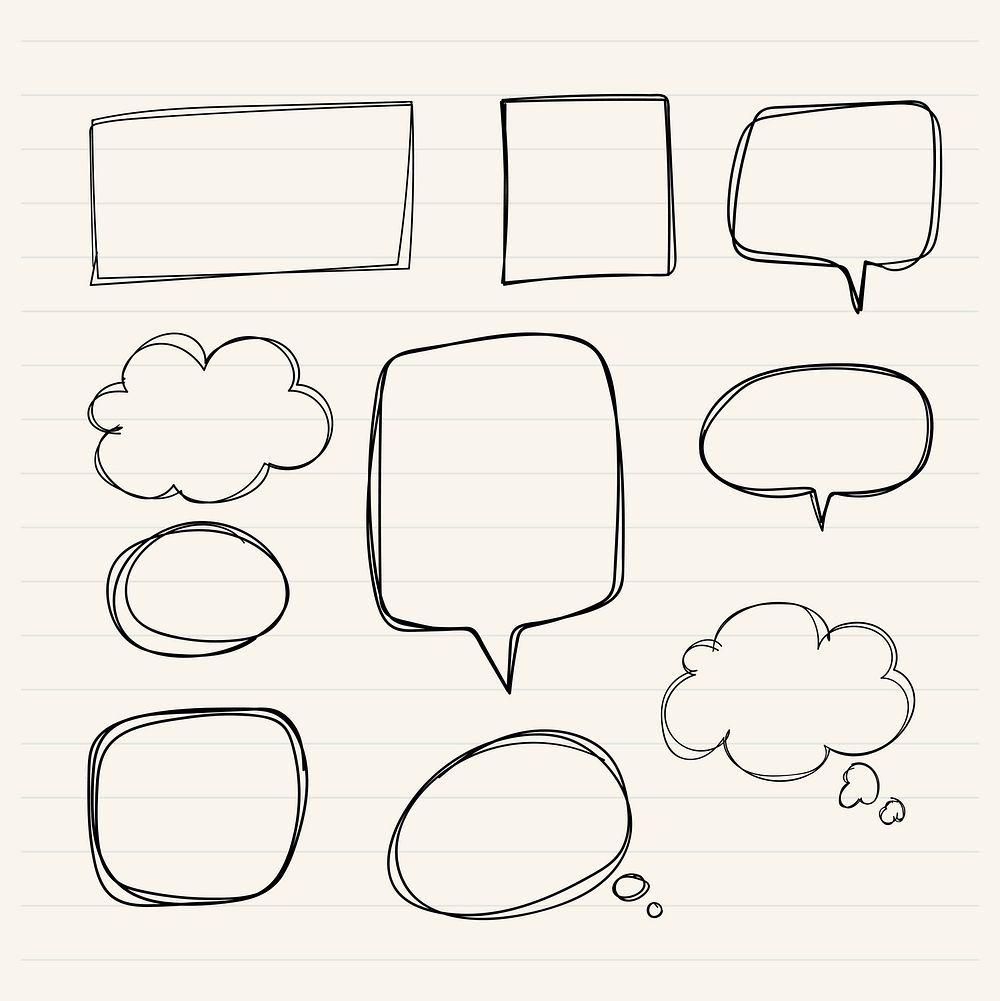 Hand Drawn Doodle Speech Bubbles Vector Free Vector Rawpixel 0045