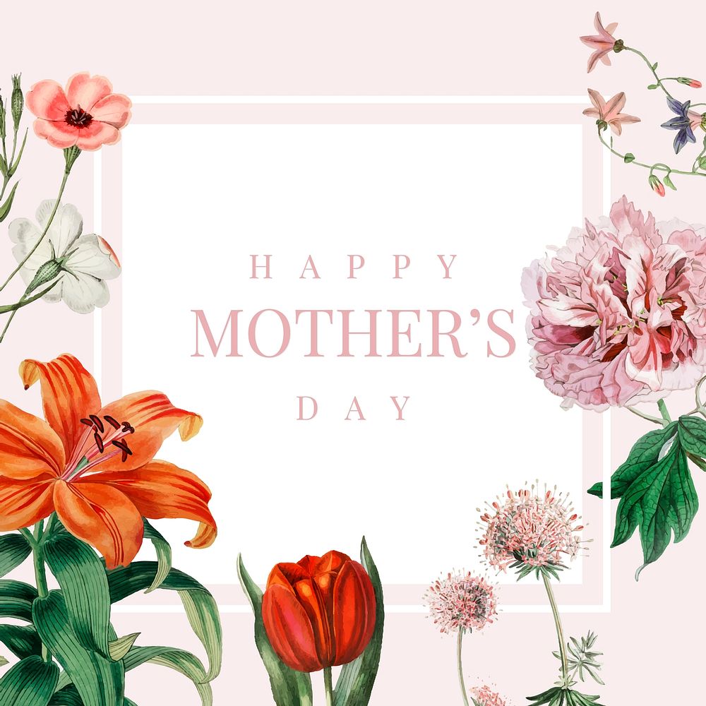 Floral Elegant Mothers Day Card Premium Vector Rawpixel