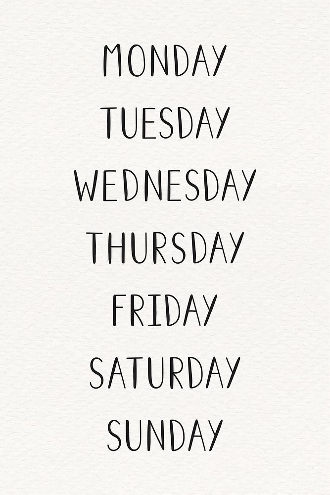 Weekdays typography collection vector | Premium Vector - rawpixel