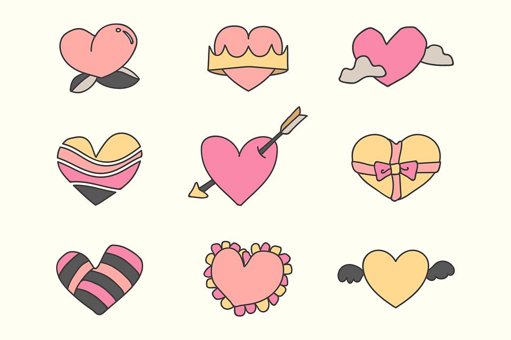 Pink heart design collection vector Premium Vector rawpixel