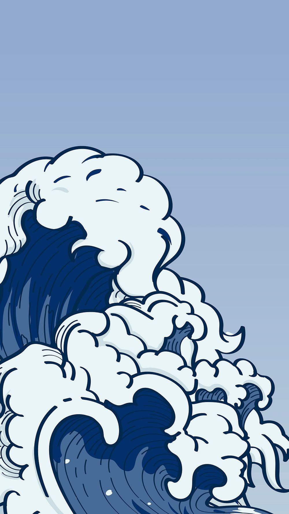 Blue Japanese wave background vector Premium Vector rawpixel