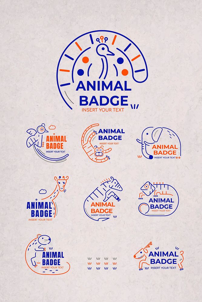 Animal badge design elements vector | Free Vector - rawpixel