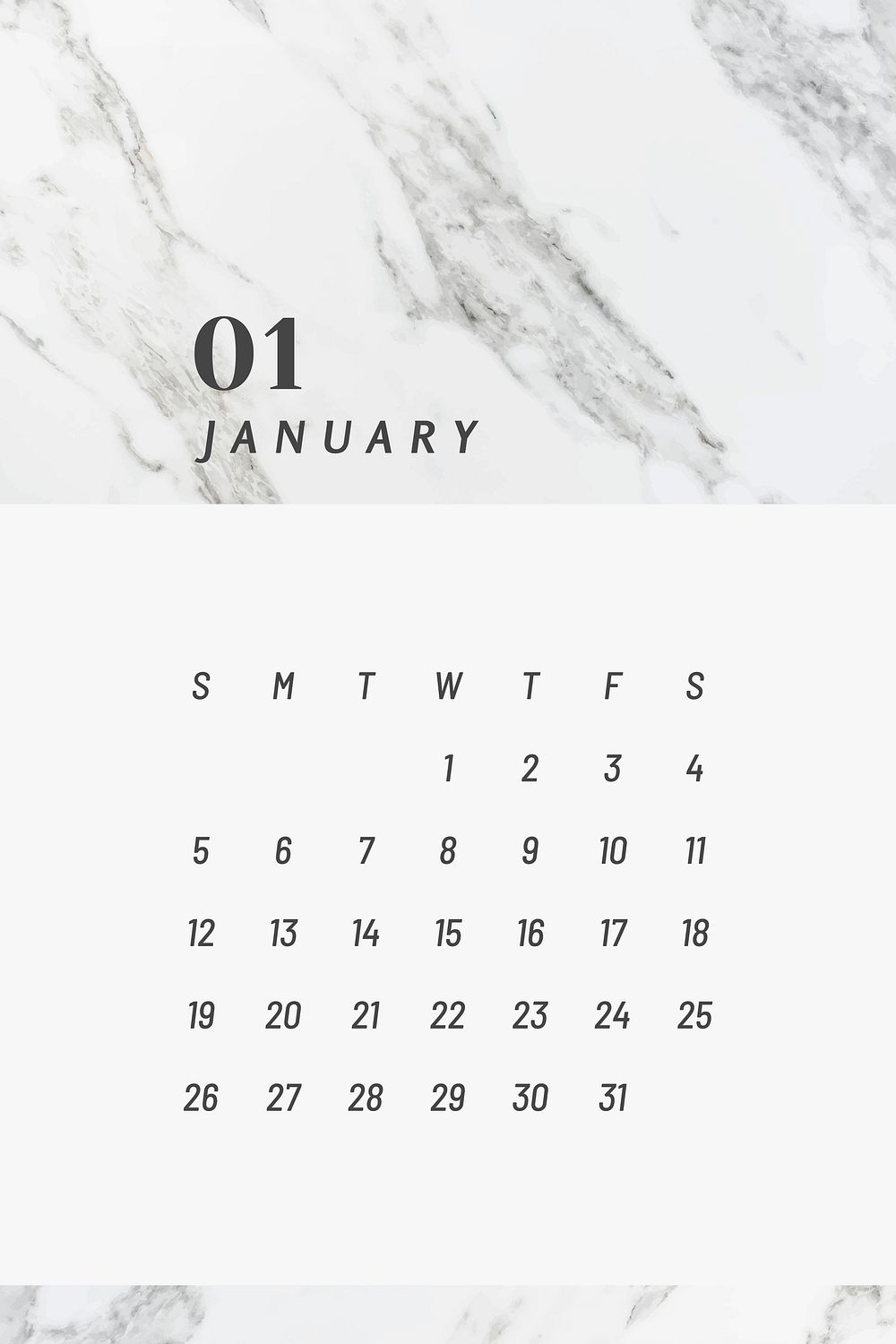 Black and white January calendar | Premium Vector - rawpixel