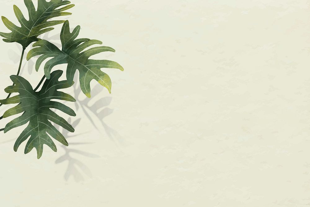 Philodendron radiatum leaf pattern on beige | Premium Vector - rawpixel