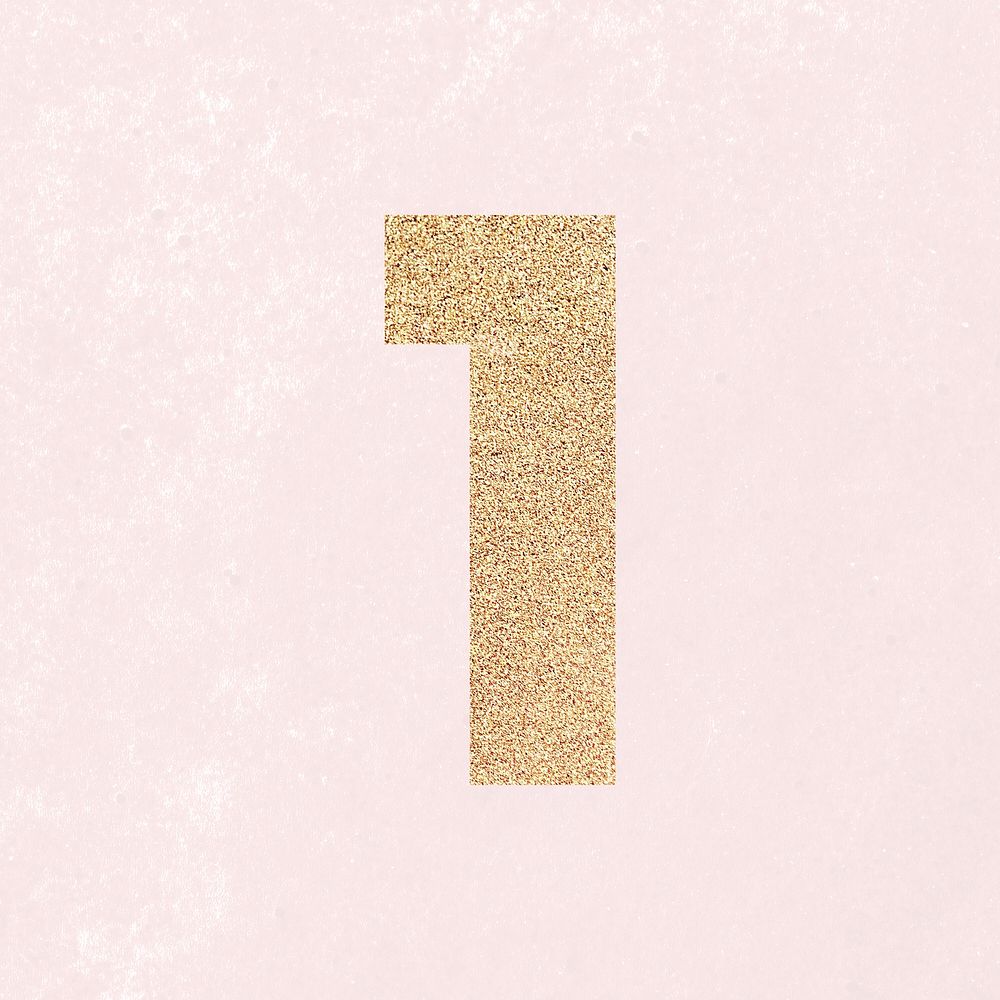 Glitter gold number 1 typography | Free PSD - rawpixel