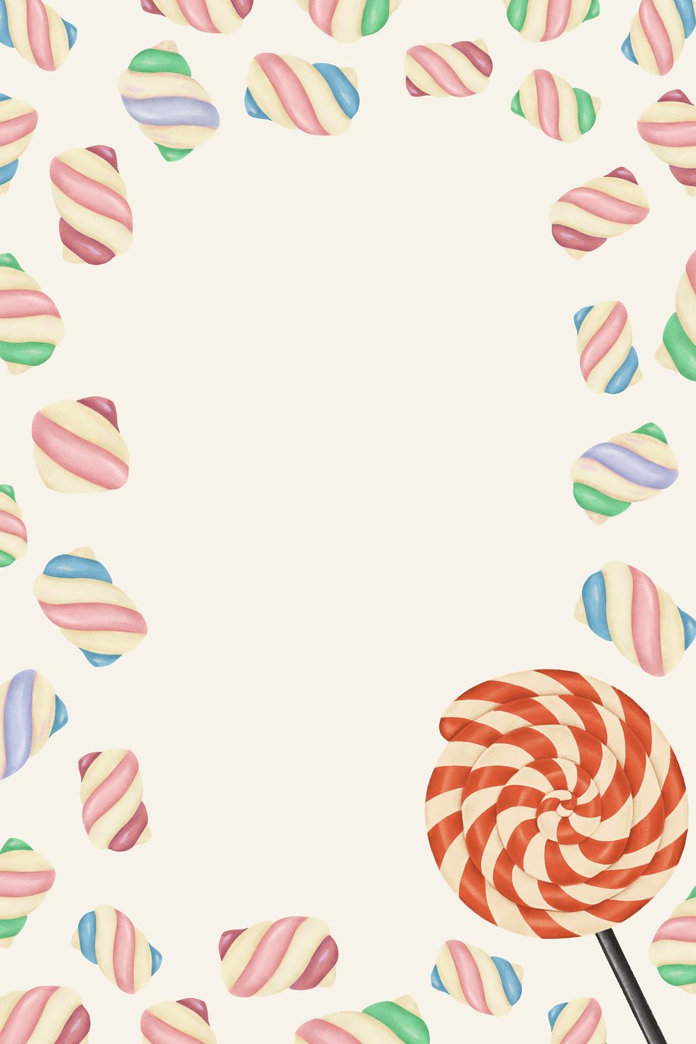 Marshmallow and lollipop decorated frame | Free PSD - rawpixel