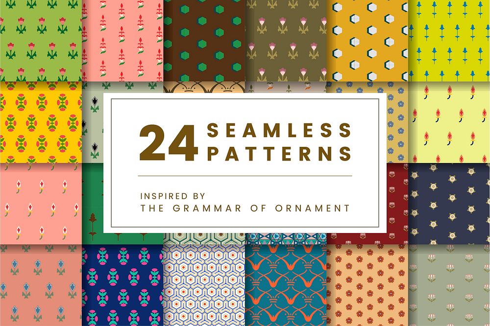 Set of 24 vintage patterns free vector rawpixel