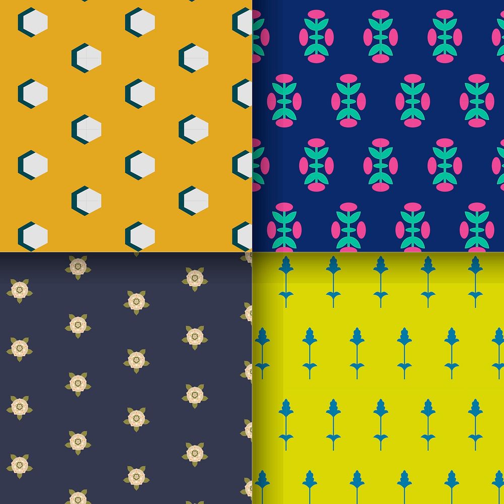 Set of 4 vintage patterns free vector rawpixel