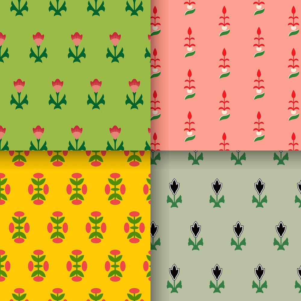 Set of 4 vintage patterns free vector rawpixel