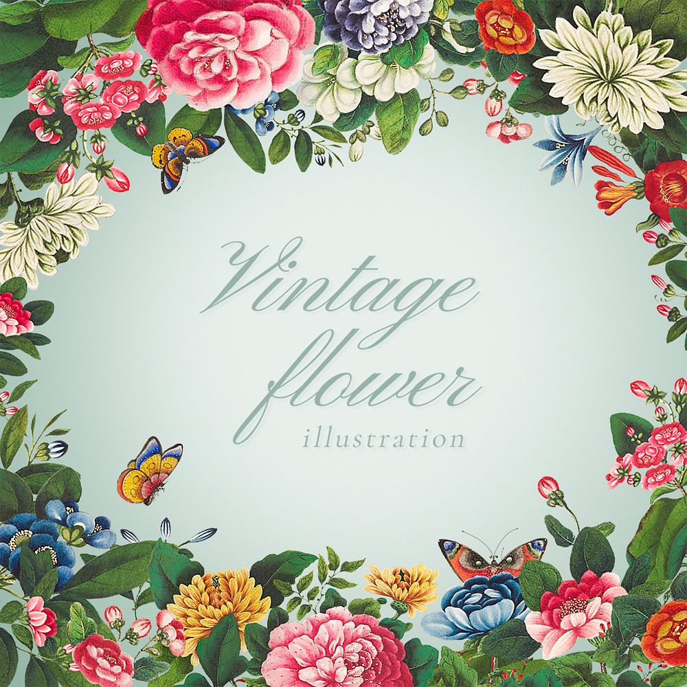 Vintage antique mixed flower frame | Premium PSD - rawpixel