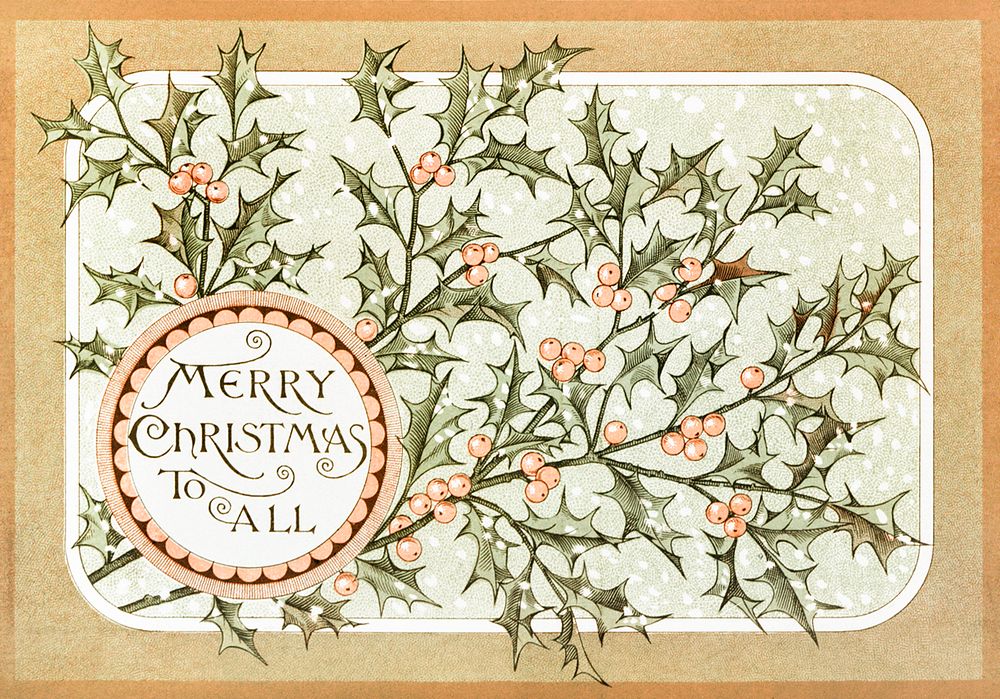 Christmas Card Depicting Botanical Ornamentation | Free Photo ...