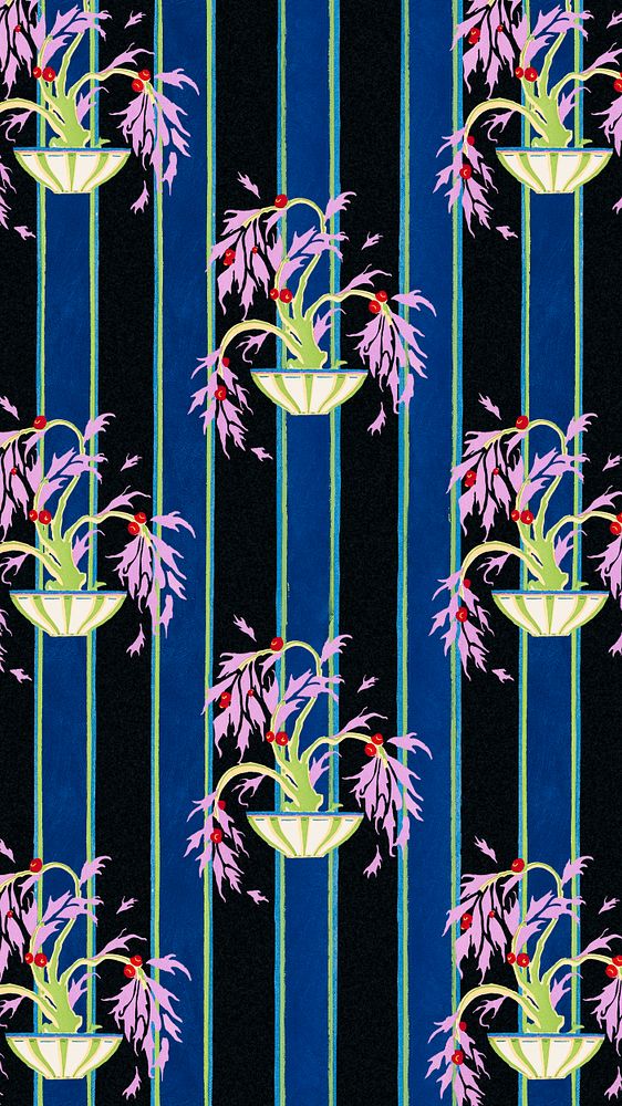 Art deco botanical mobile wallpaper, | Premium Photo Illustration