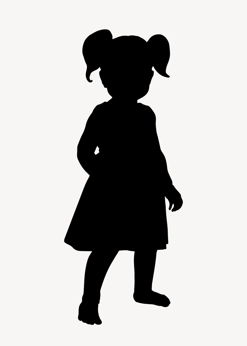 Girl with ponytails silhouette clipart, | Free Photo - rawpixel