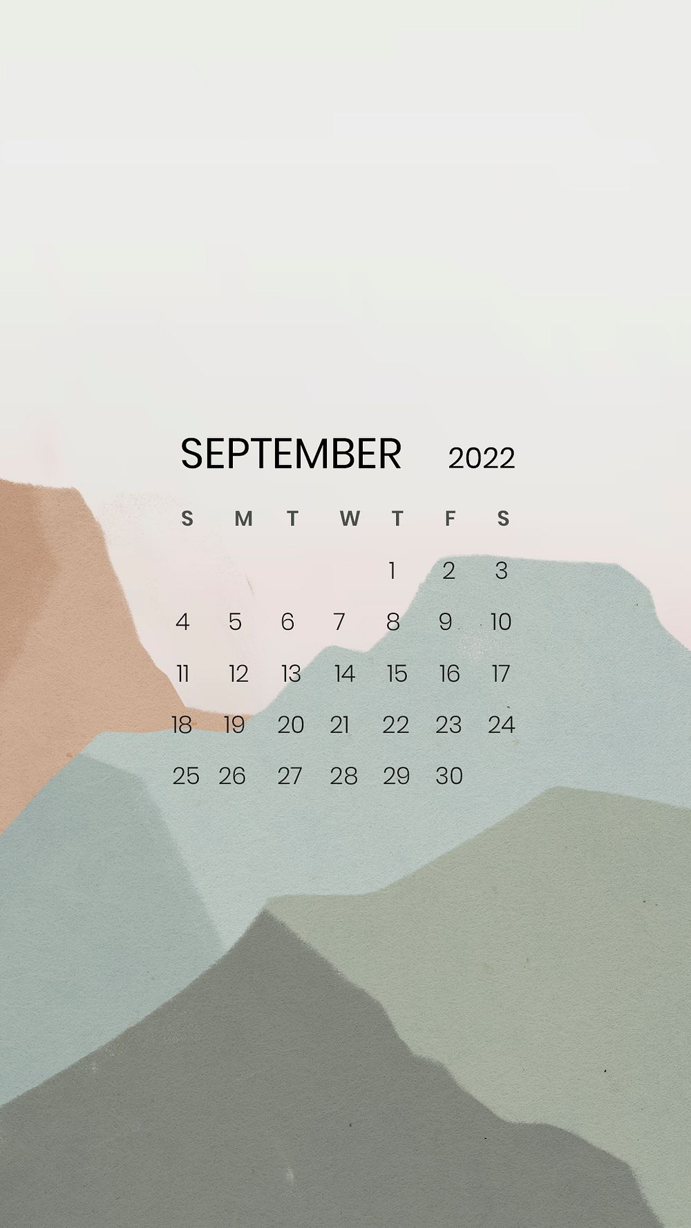 Mountain September monthly calendar iPhone | Free PSD - rawpixel