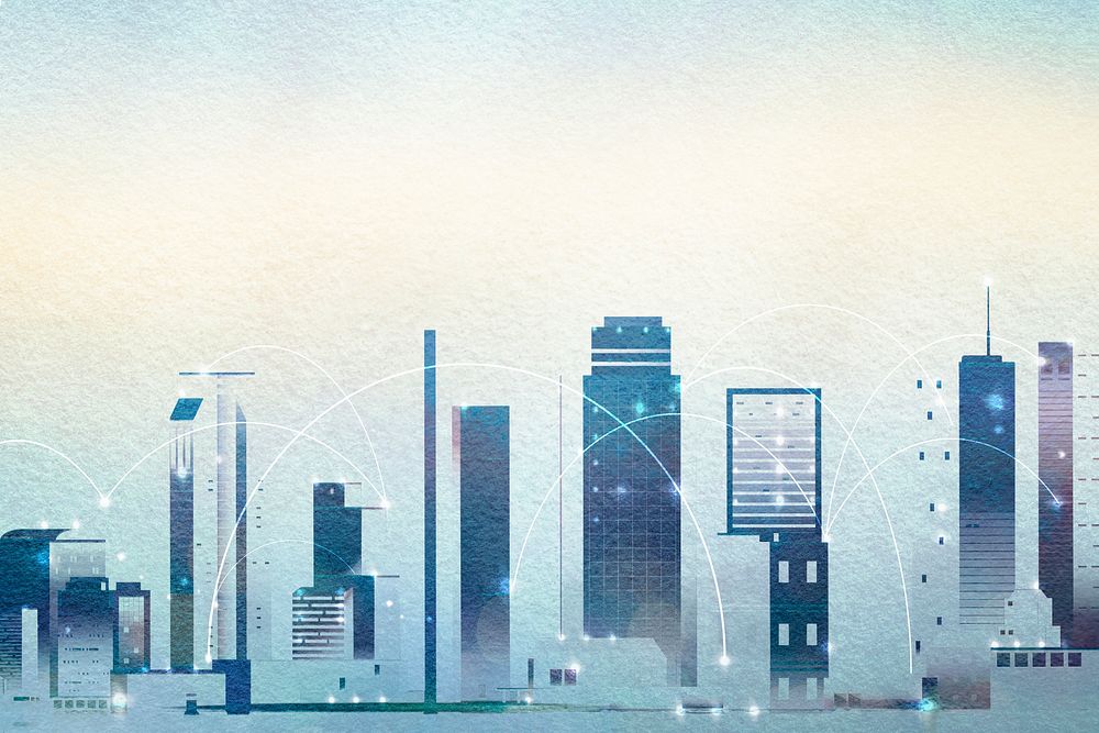 Watercolor cityscape background, blue winter | Premium PSD Illustration ...