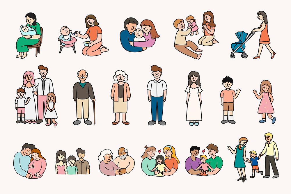 Family members collage element set, | Premium Vector - rawpixel