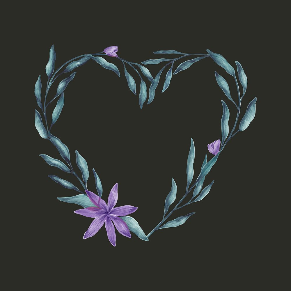 Heart shaped floral wreath vector | Premium Vector - rawpixel