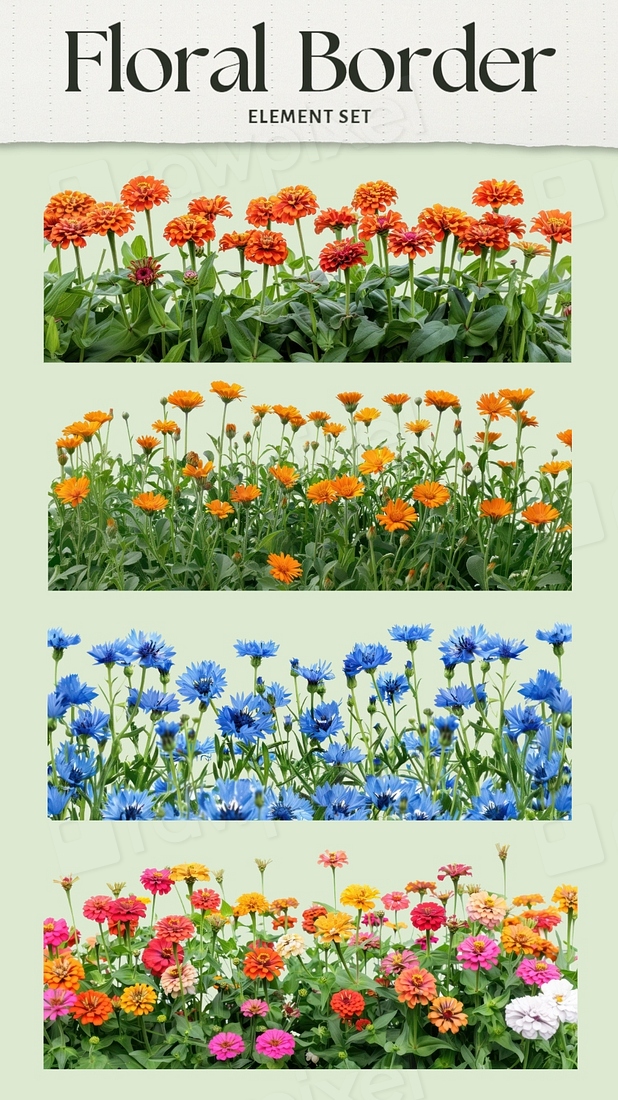 Summer flower border set, editable | Premium Editable Design - rawpixel