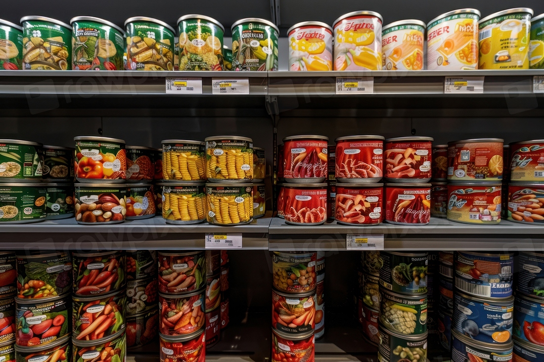 display canned food grocery store Premium Photo rawpixel