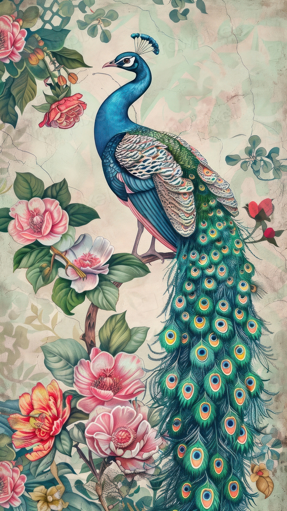 Wallpaper peacock pattern animal bird. | Premium Photo Illustration ...