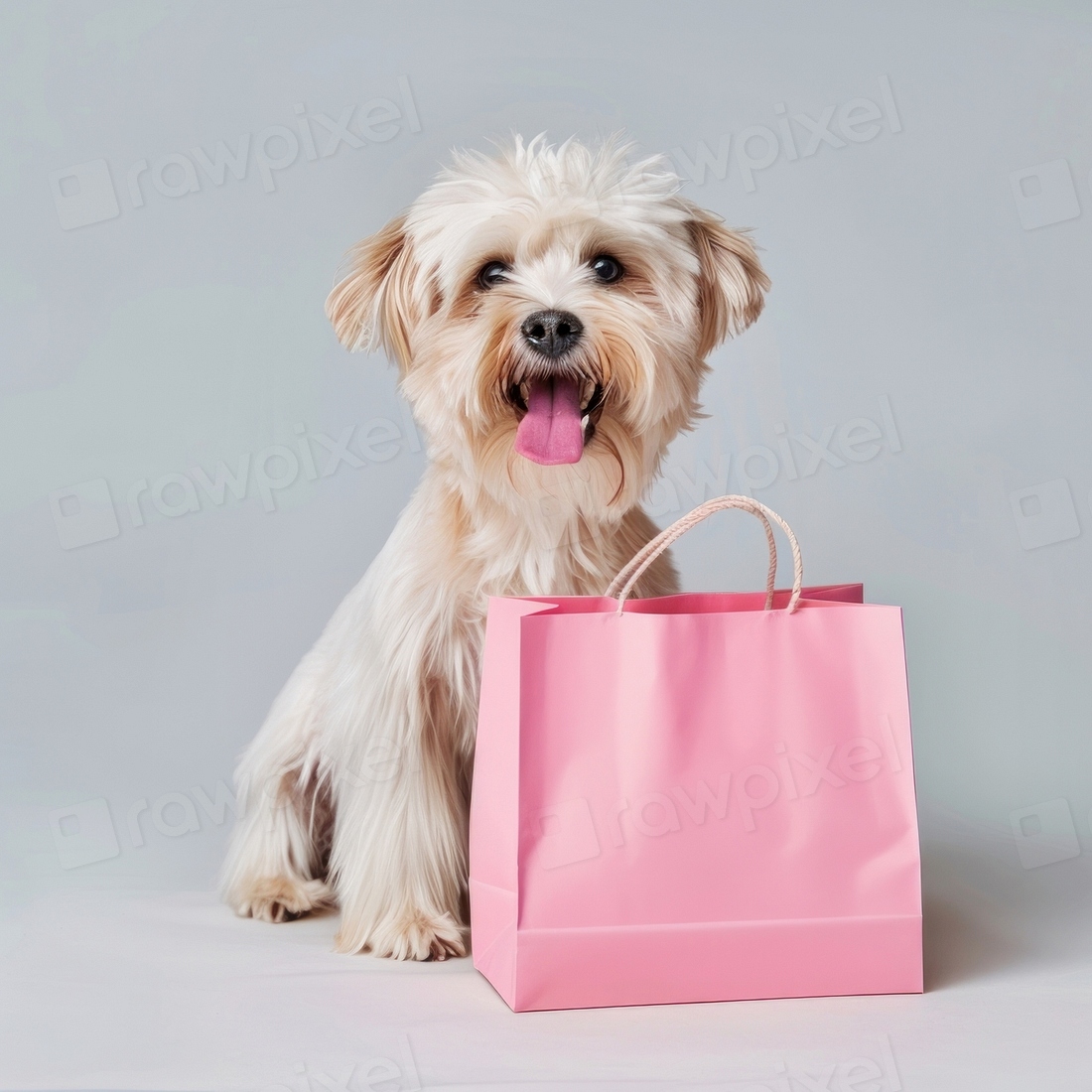 Happy dog bag accessories photography. Free Photo rawpixel