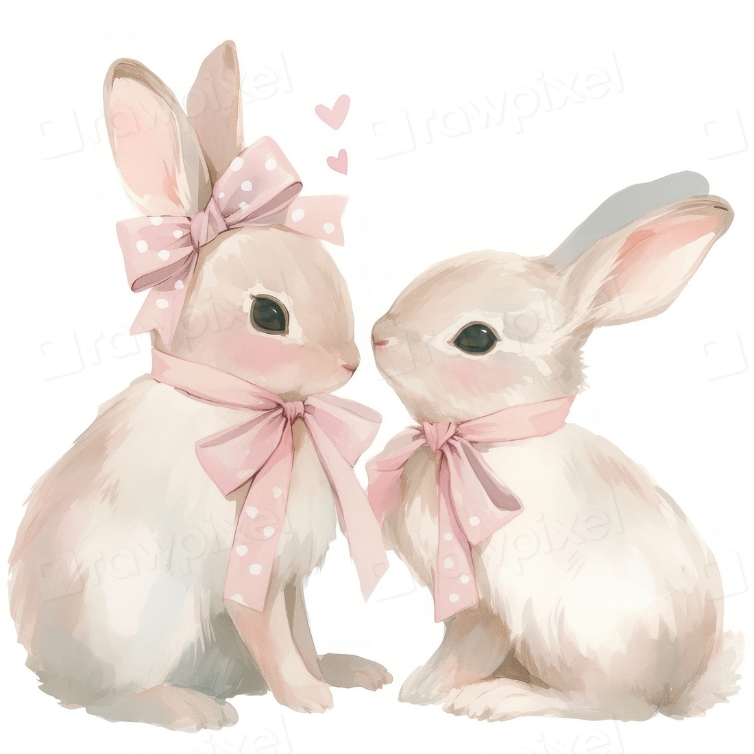 Coquette pair rabbits illustration bunnies | Free Photo Illustration ...