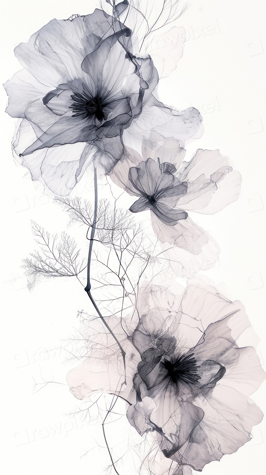 Tropical flowers drawing sketch plant. | Premium Photo Illustration ...