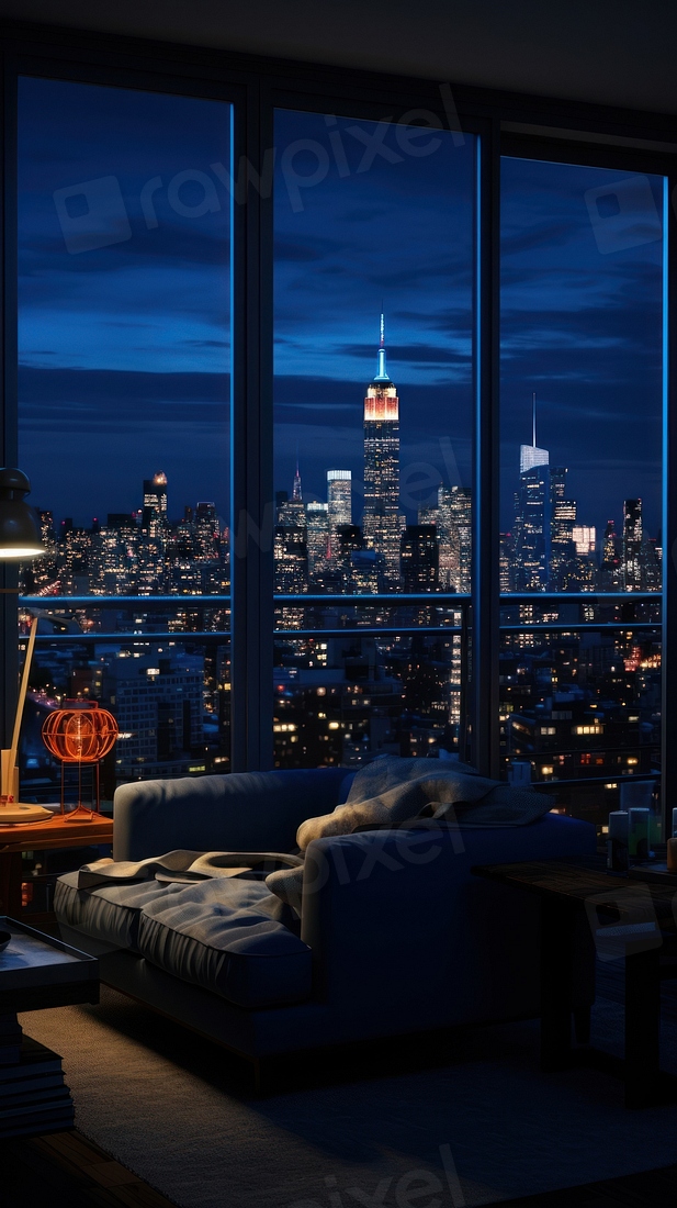 New york Apartment blue night | Premium Photo - rawpixel