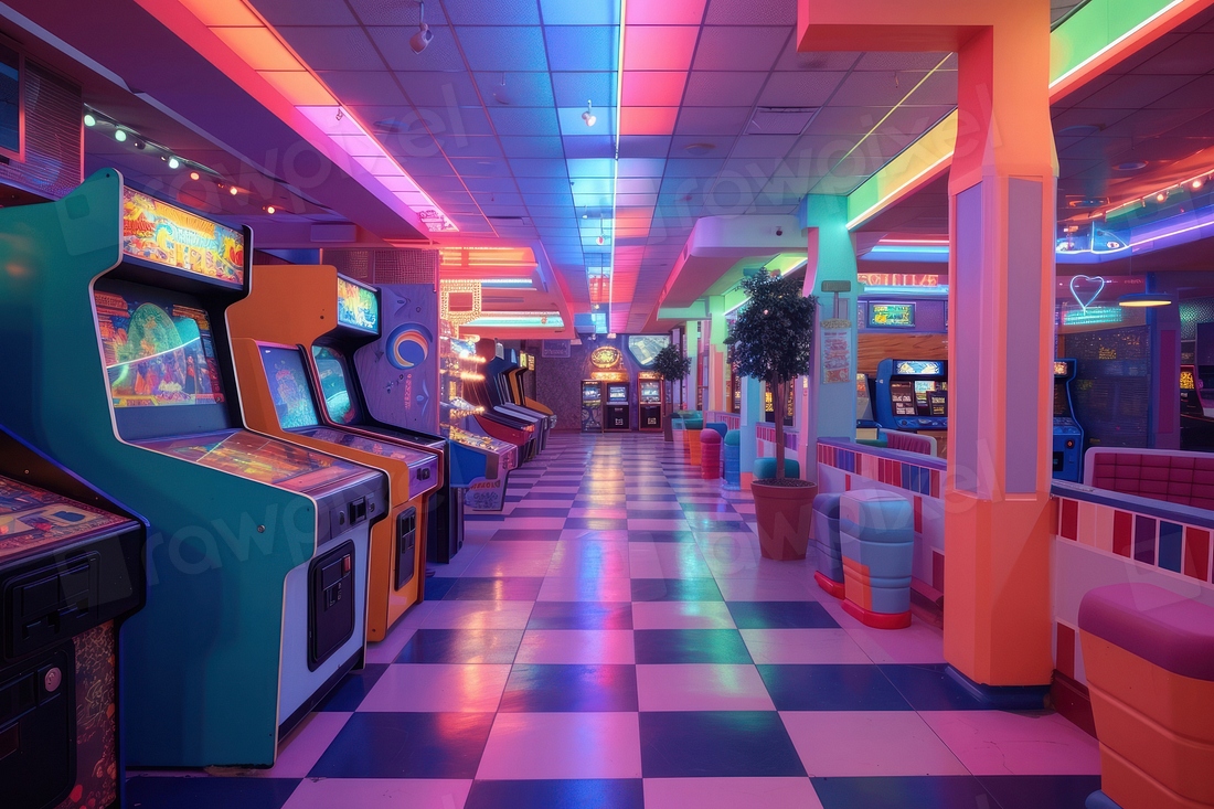 Arcade center nightlife game architecture. | Premium Photo - rawpixel