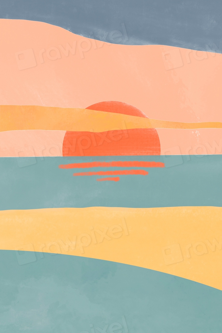Sunset reflection background watercolor seaside | Free Photo - rawpixel